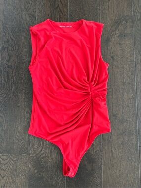 A&F Red One-Piece Bodysuit with Side Twist